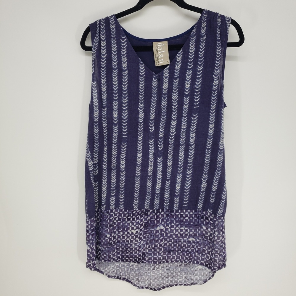 Dolan Geometric Print Tank Top Womens S Navy High-Low Mixed Media Anthropologie